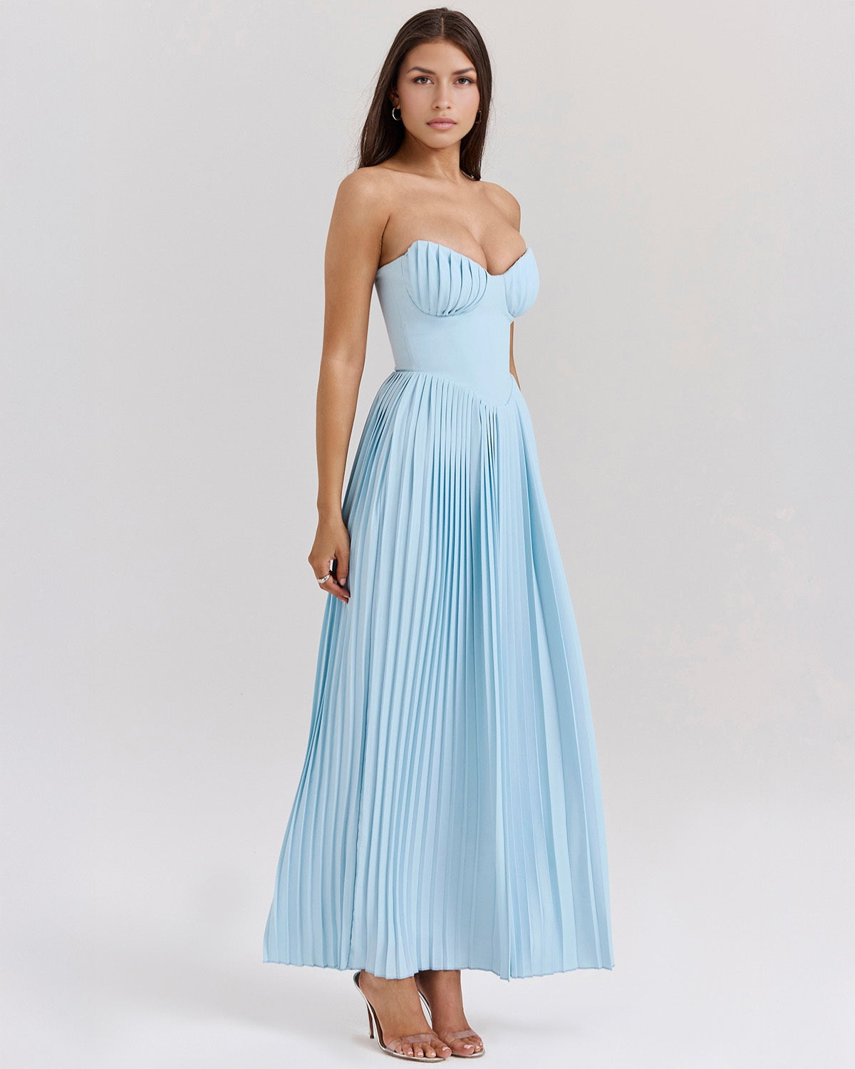 | Structured Bustier Pleated Maxi Dress