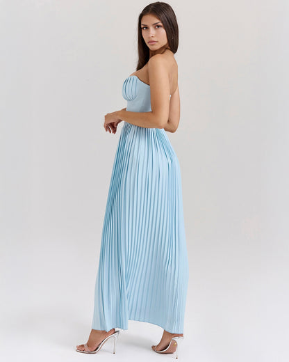 | Structured Bustier Pleated Maxi Dress