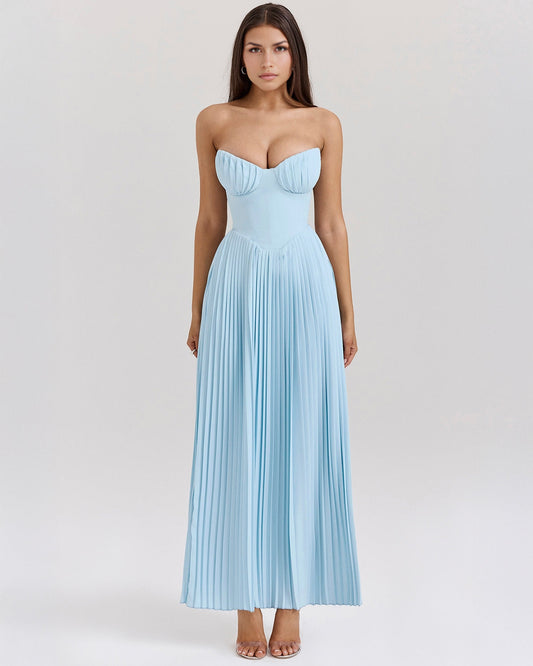 | Structured Bustier Pleated Maxi Dress