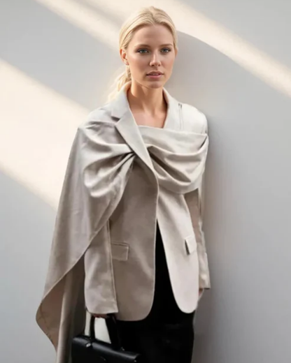 | Asymmetrical Collar Scarf Blazer