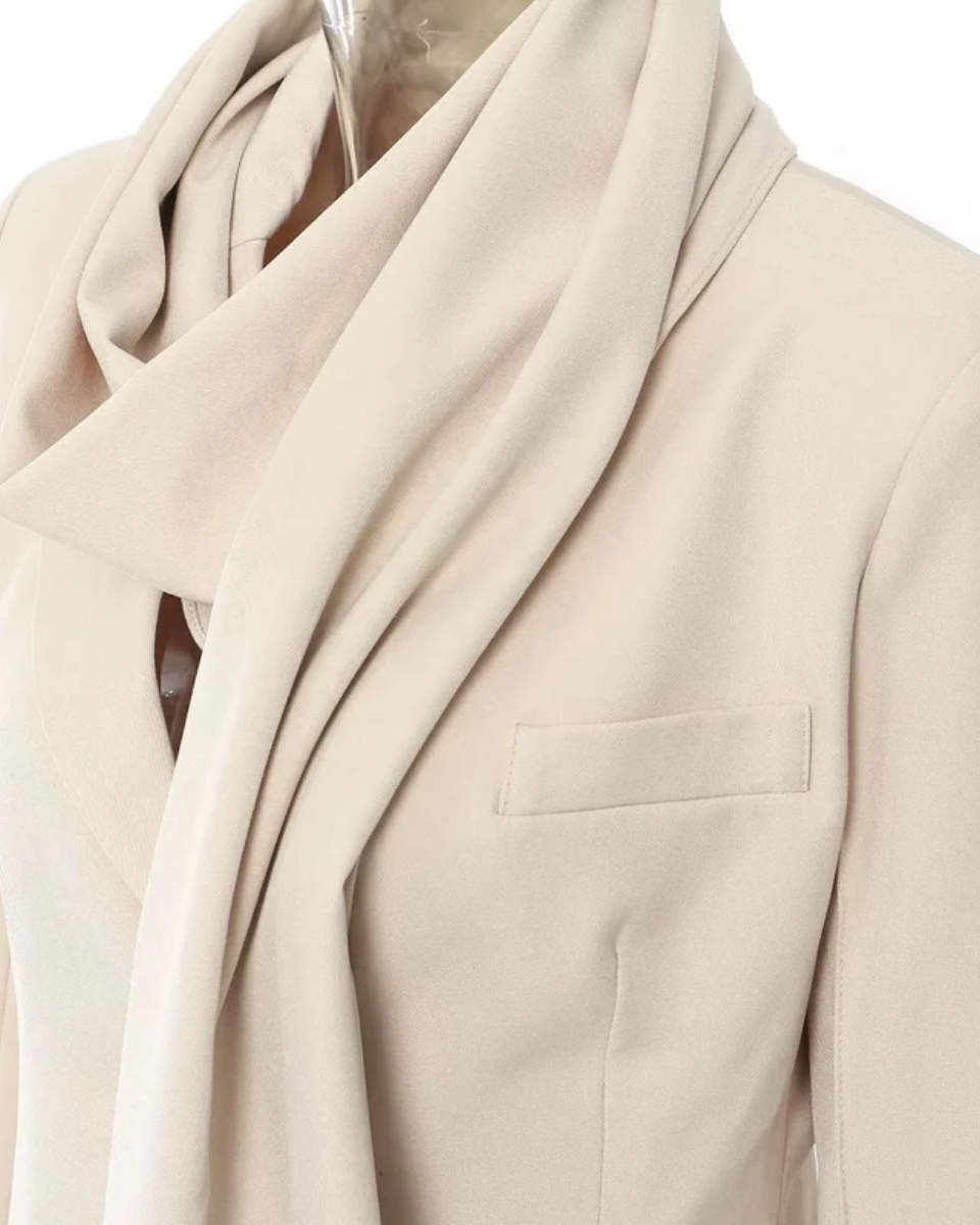 | Asymmetrical Collar Scarf Blazer