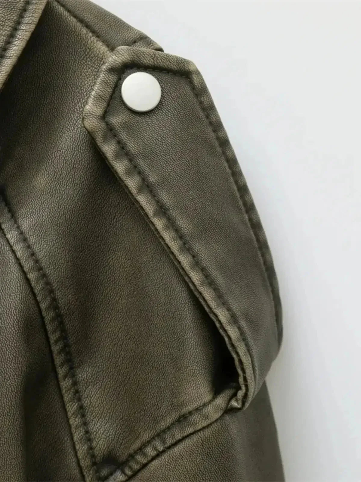 | Cropped Fitted Belted Biker Jacket