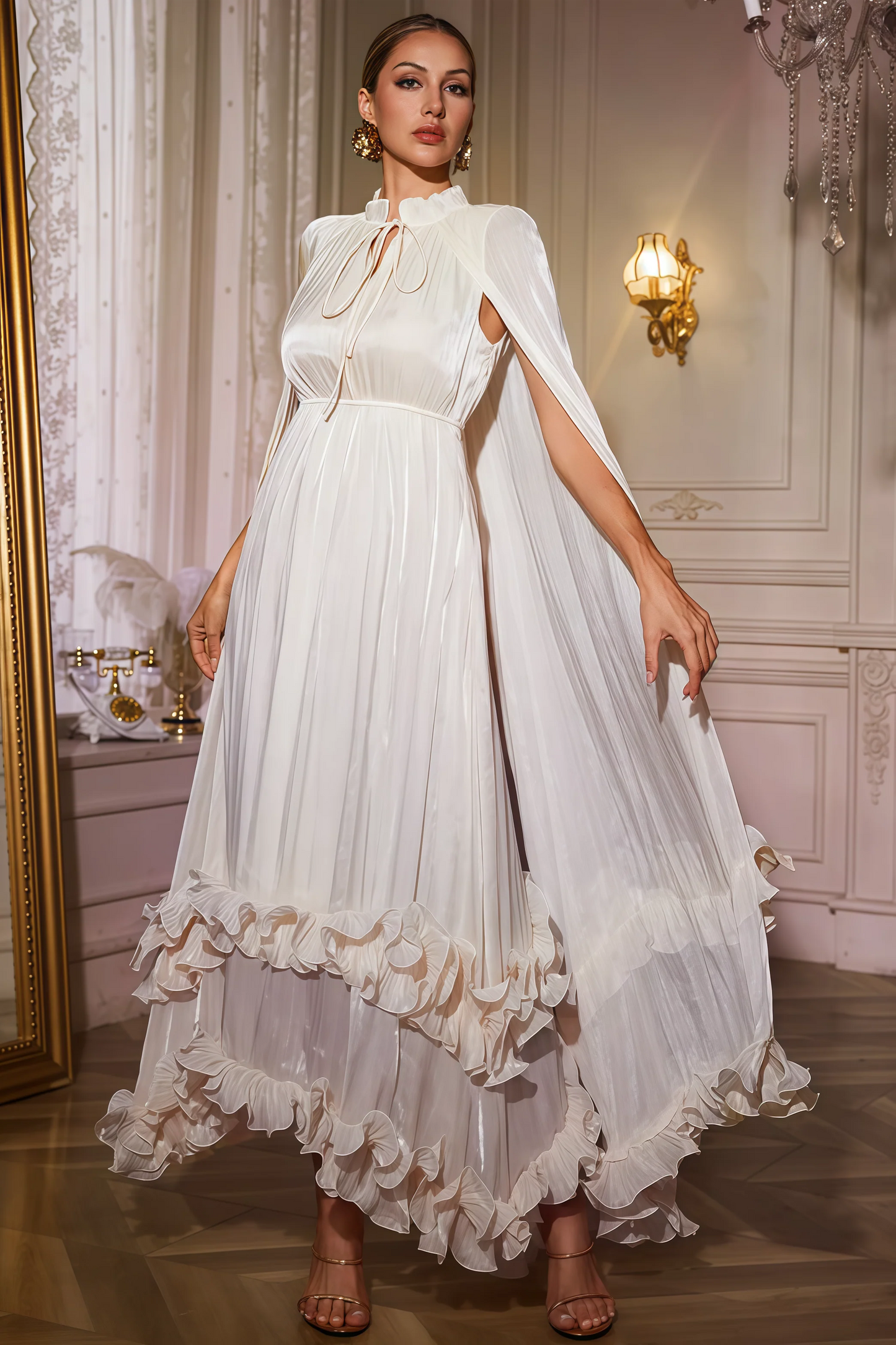 Alarip Shawl Ruffle Maxi Dress
