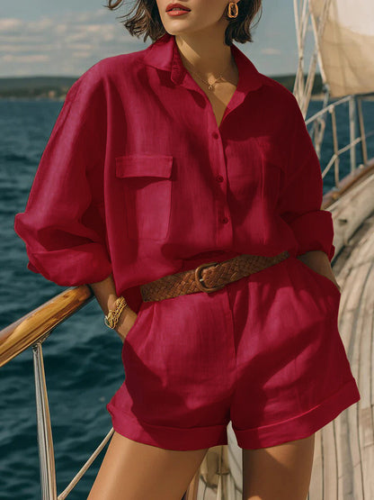 Solid Color Two-piece Set