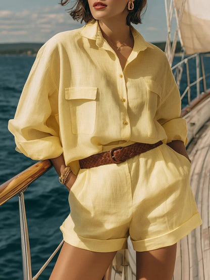 Solid Color Two-piece Set
