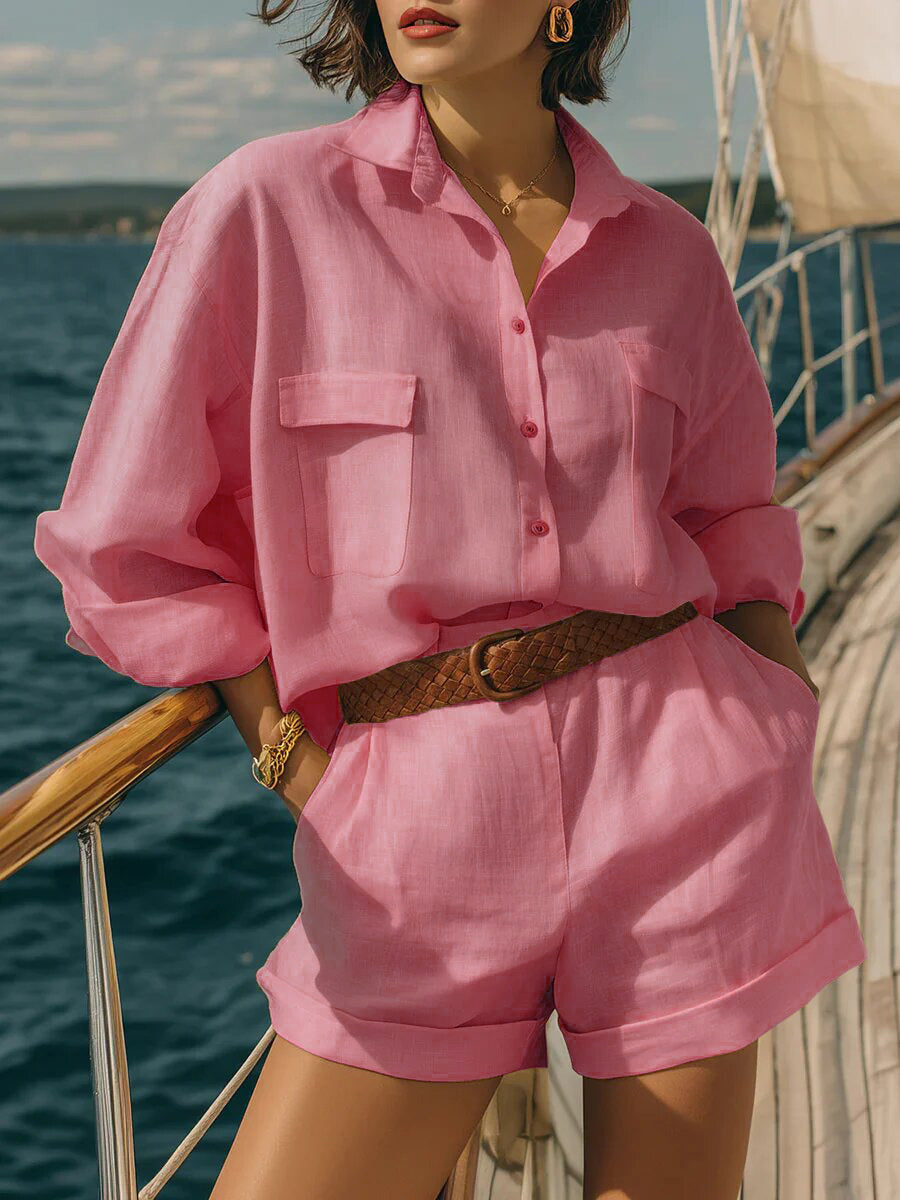 Solid Color Two-piece Set