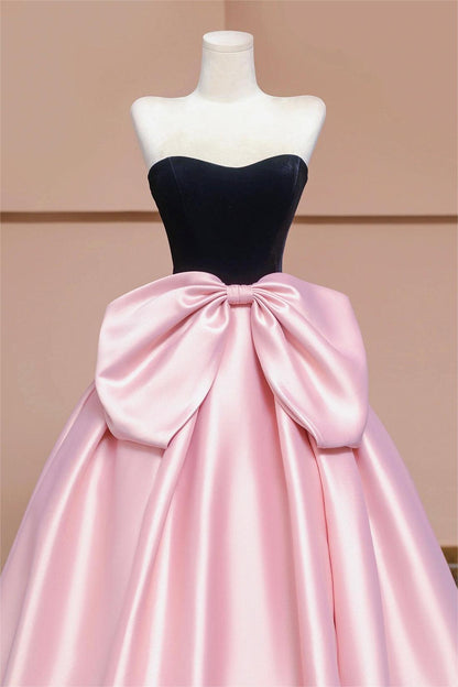 Velvet Bow Sleeveless Midi Dress With Gloves