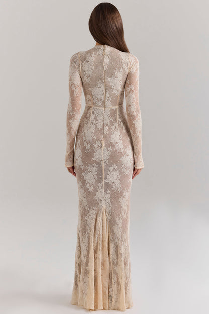 Solid Lace Jersey Maxi Dress