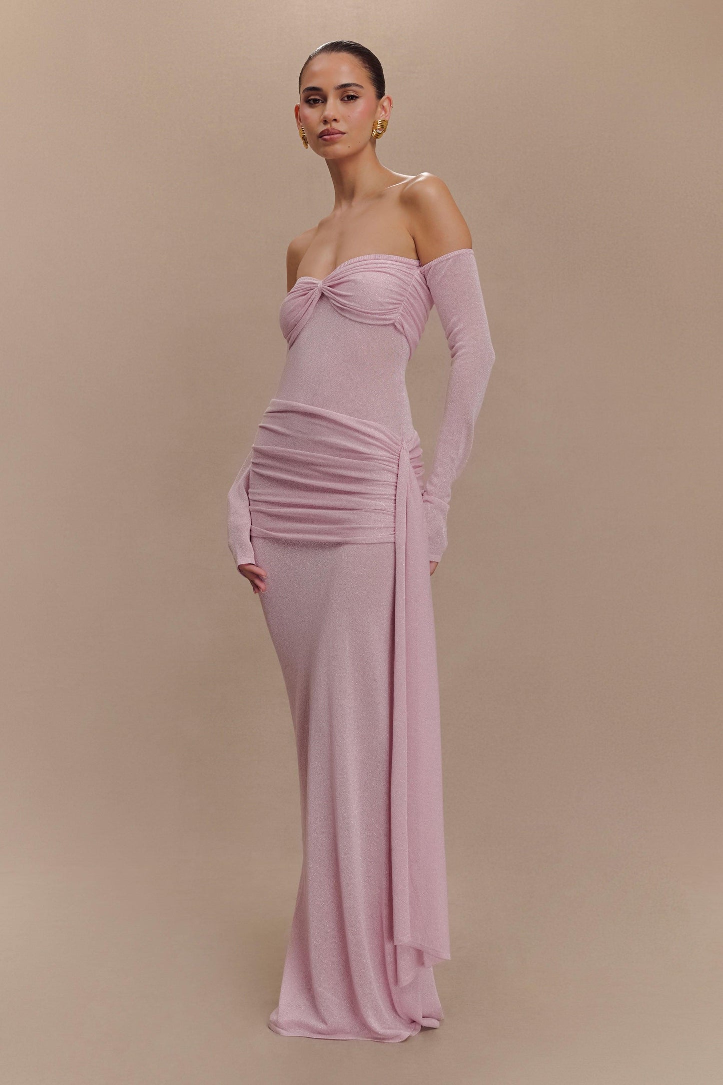 Solid Luxury Off-Shoulder  Maxi Dress
