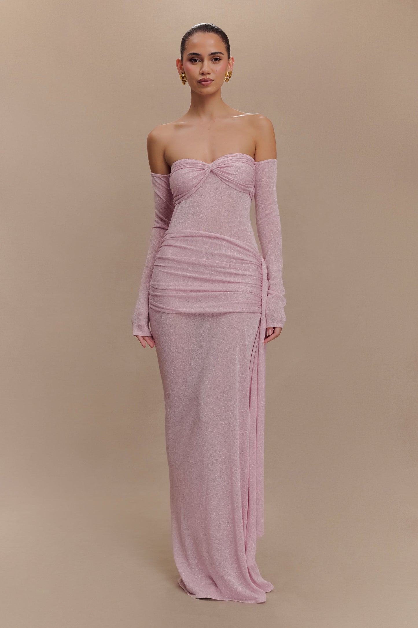 Solid Luxury Off-Shoulder  Maxi Dress