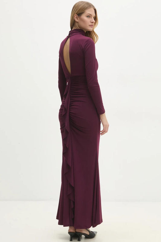 Jersey Gathering Cut-Out Maxi Dress