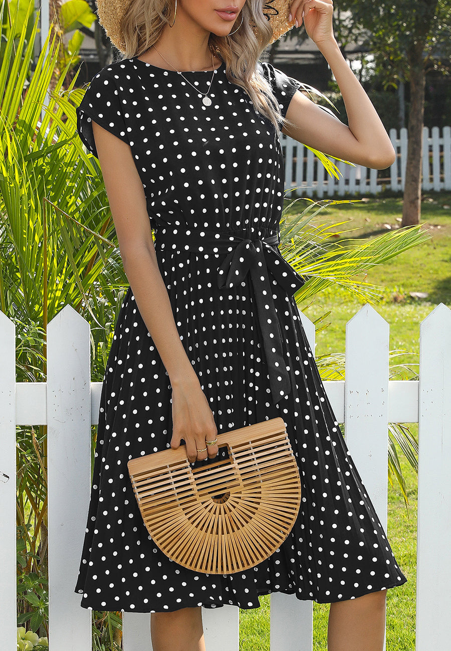 Polka Dot Cap Sleeve Dress