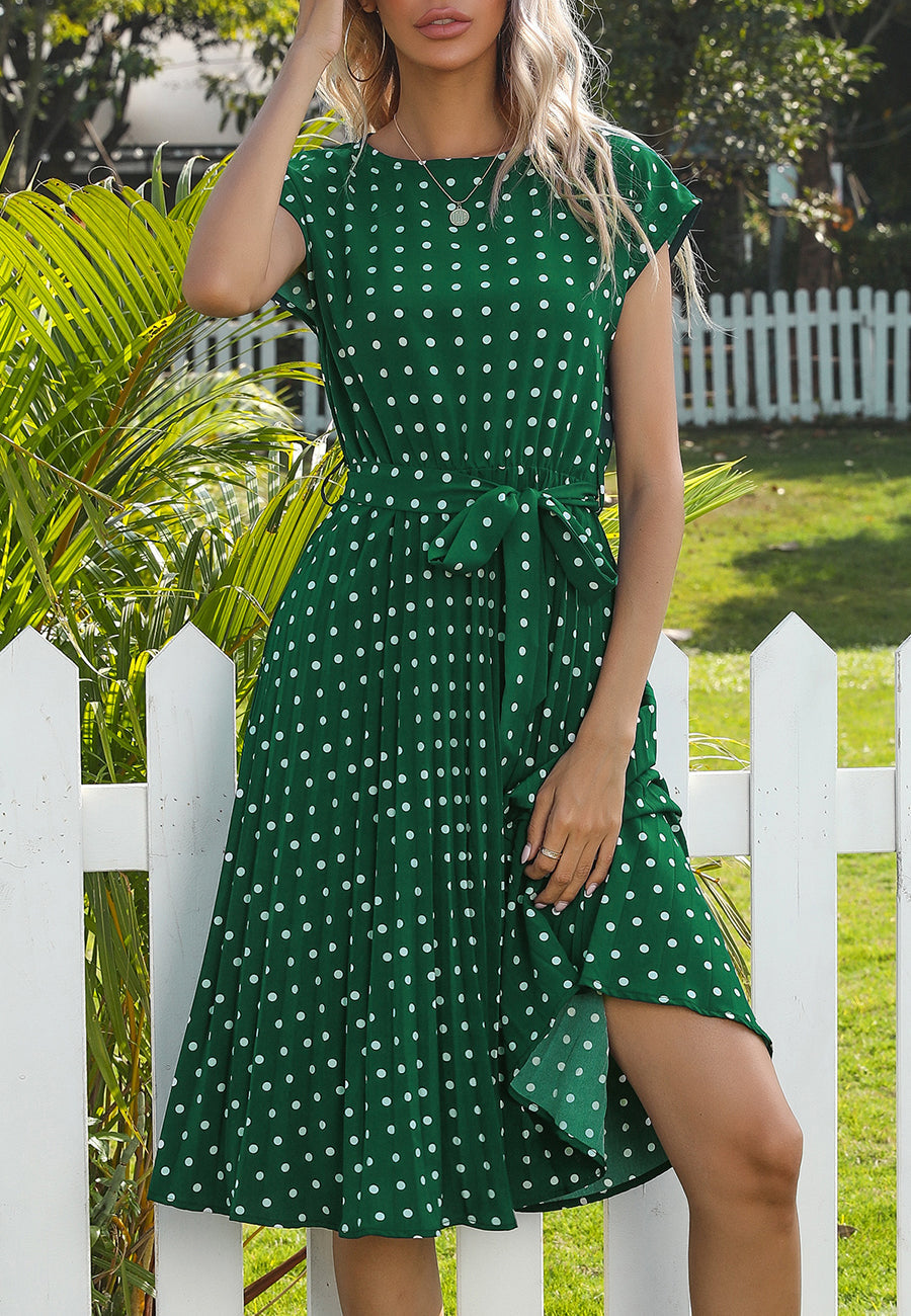 Polka Dot Cap Sleeve Dress