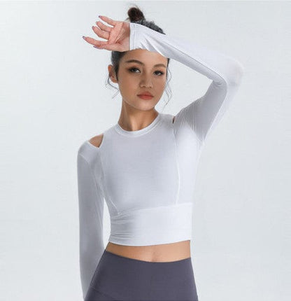 Long Sleeve Shoulder Cutout Top