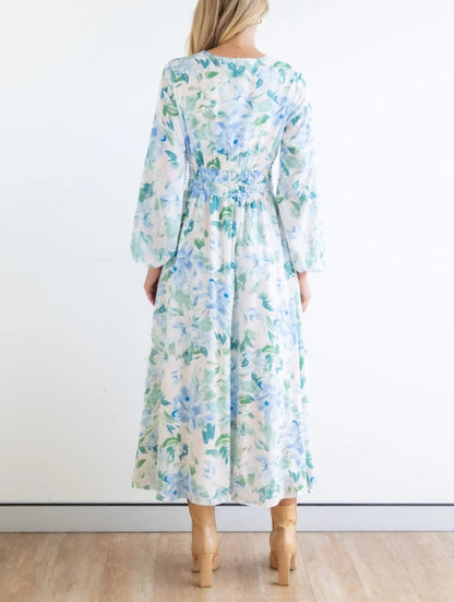 Floral Print Shirred Waist Dress