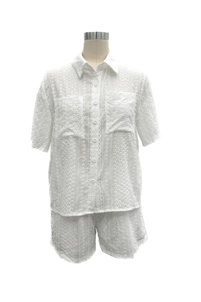 Jacquard Hollow Out Shirt Suits