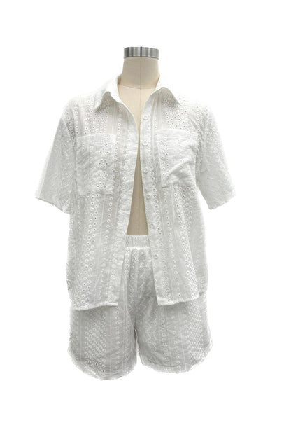Jacquard Hollow Out Shirt Suits