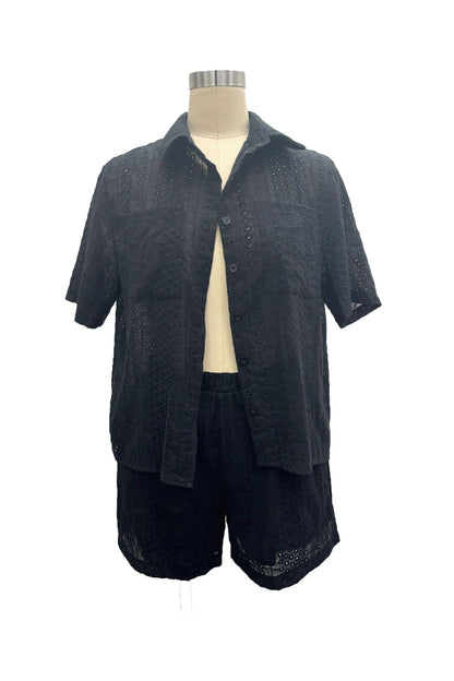 Jacquard Hollow Out Shirt Suits