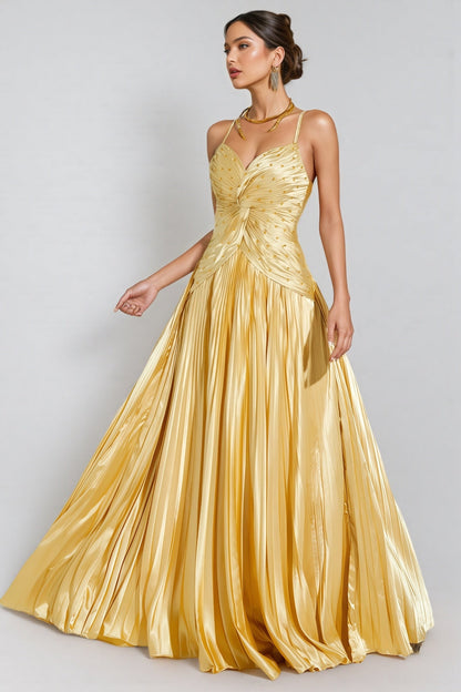 Saga Gold Beaded Maxi Slip Dress