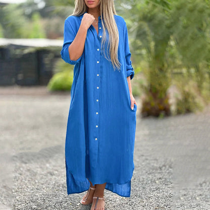 | Relaxed button-down linen maxi dress
