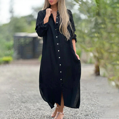 | Relaxed button-down linen maxi dress
