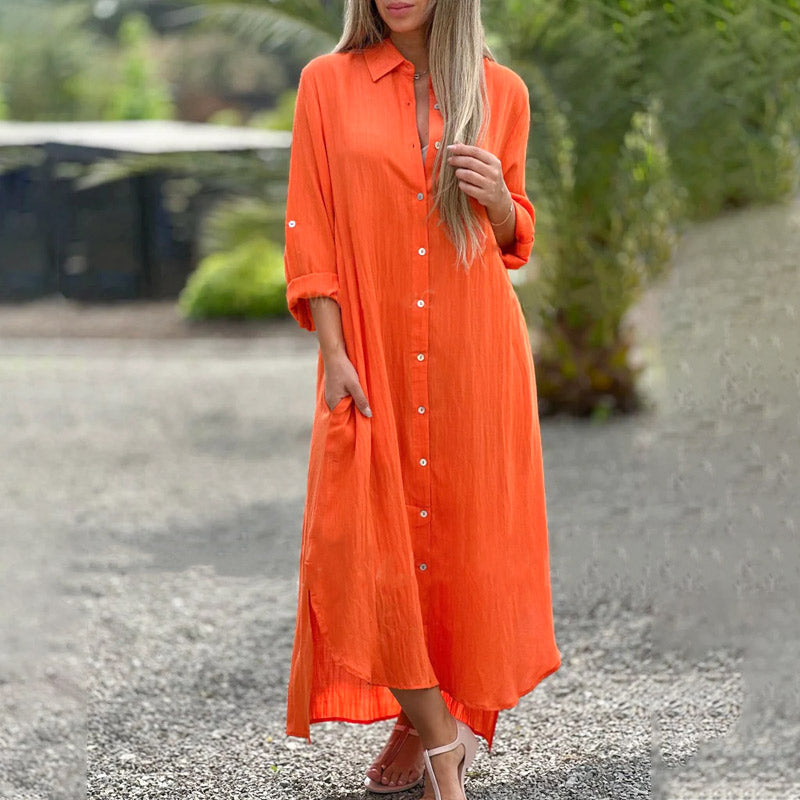 | Relaxed button-down linen maxi dress