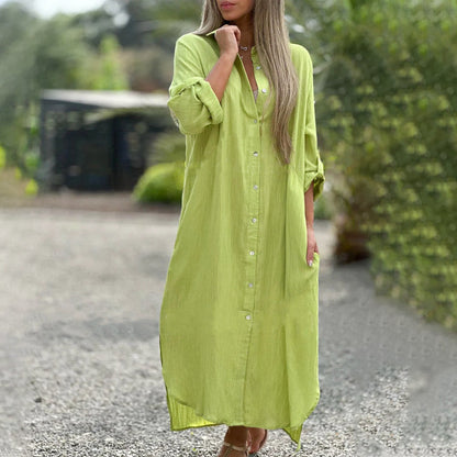 | Relaxed button-down linen maxi dress