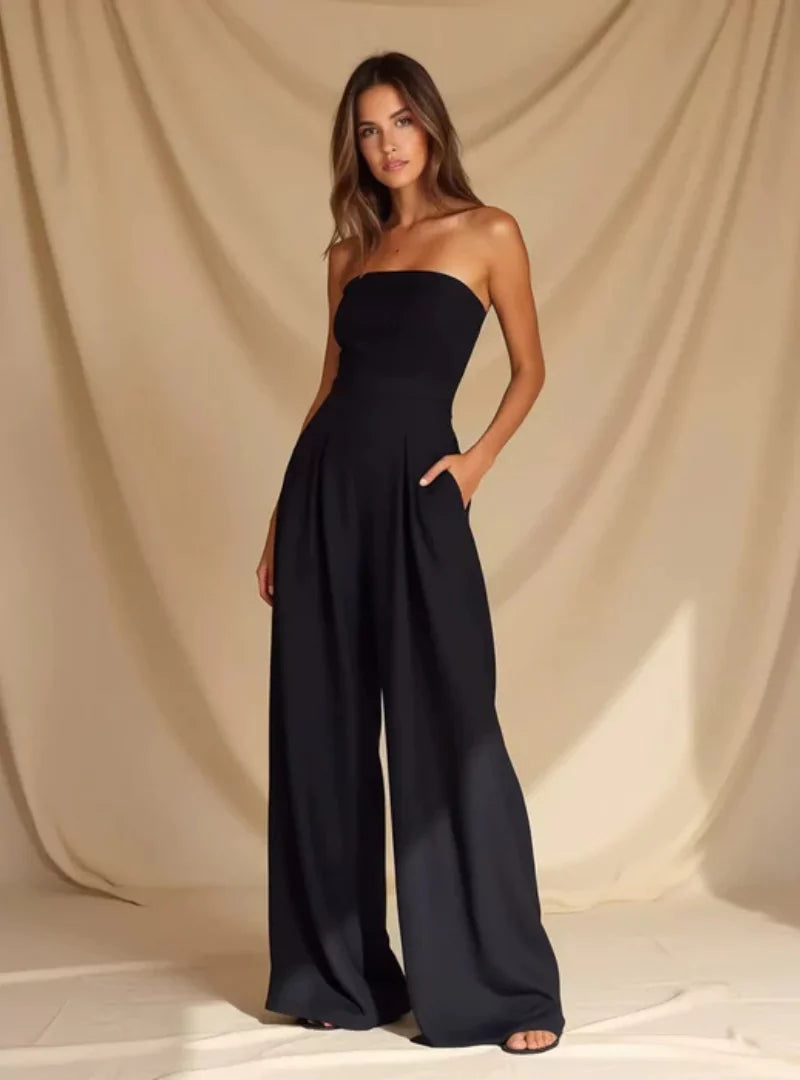 | Strapless Wide-Leg Jumpsuit
