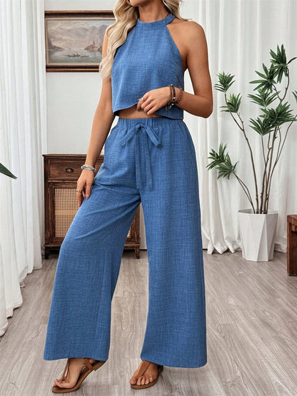Off-shoulder Solid Color Two-piece Women's Set
