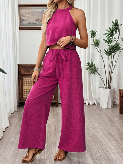 Off-shoulder Solid Color Two-piece Women's Set