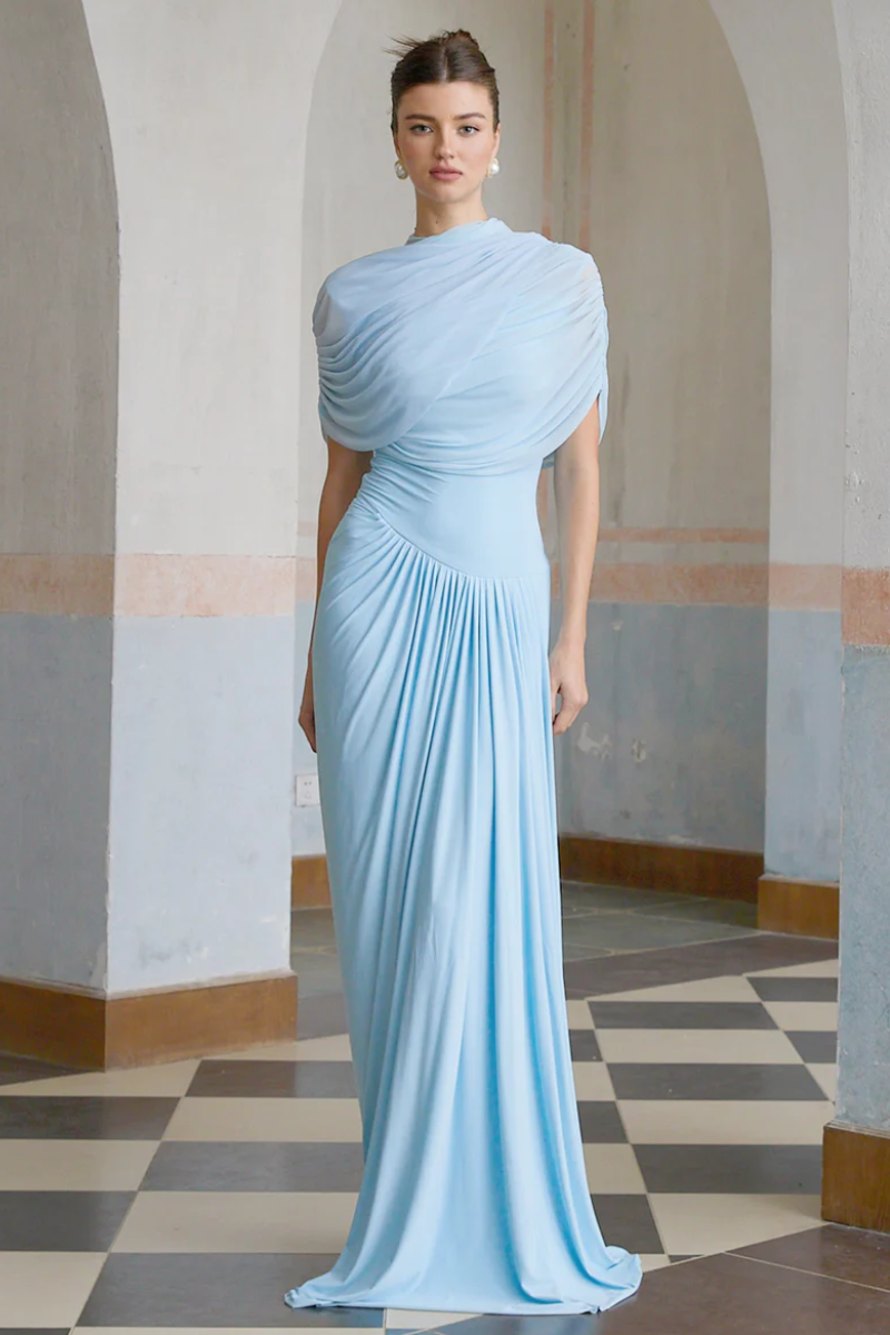 | Draped One-Shoulder Evening Gown
