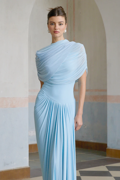 | Draped One-Shoulder Evening Gown