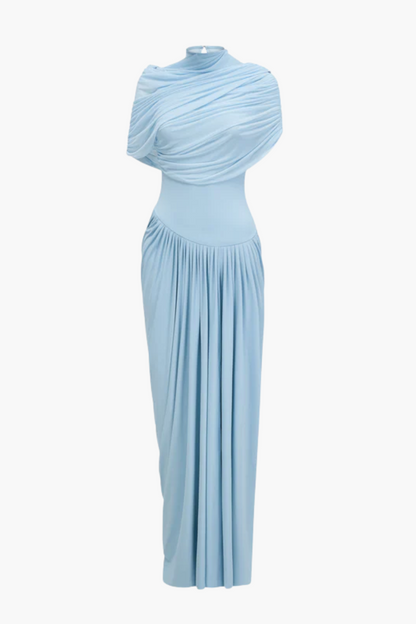 | Draped One-Shoulder Evening Gown