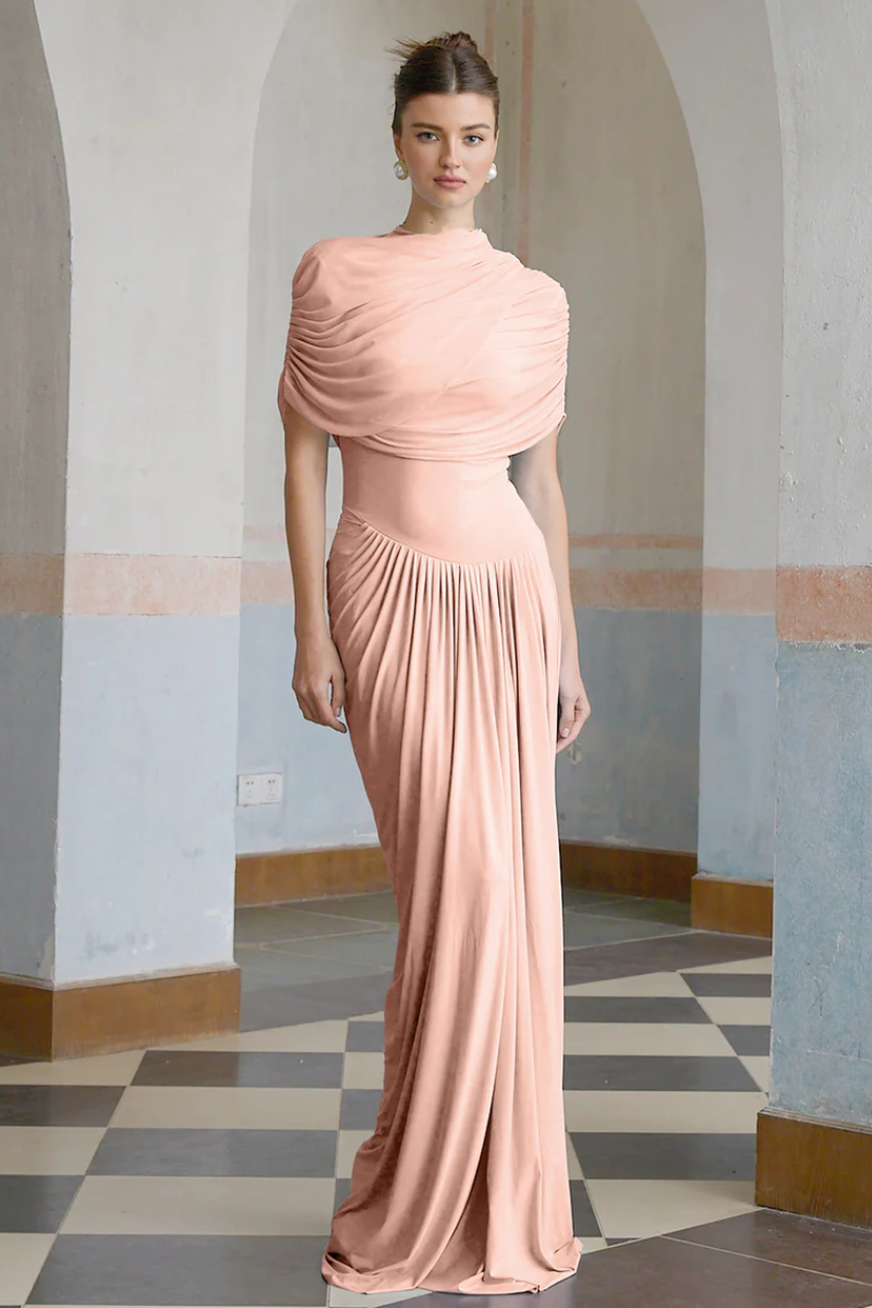 | Draped One-Shoulder Evening Gown