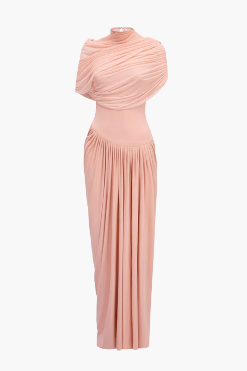 | Draped One-Shoulder Evening Gown