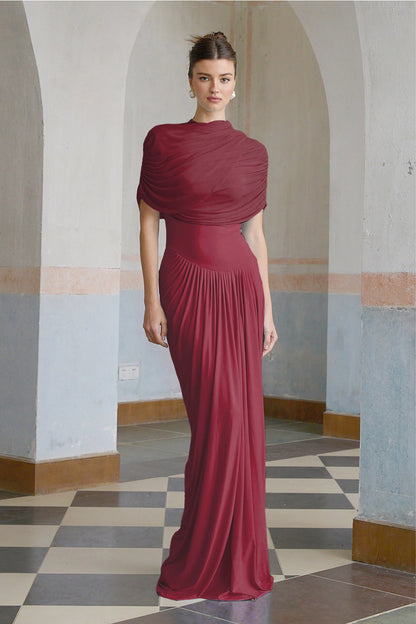 | Draped One-Shoulder Evening Gown