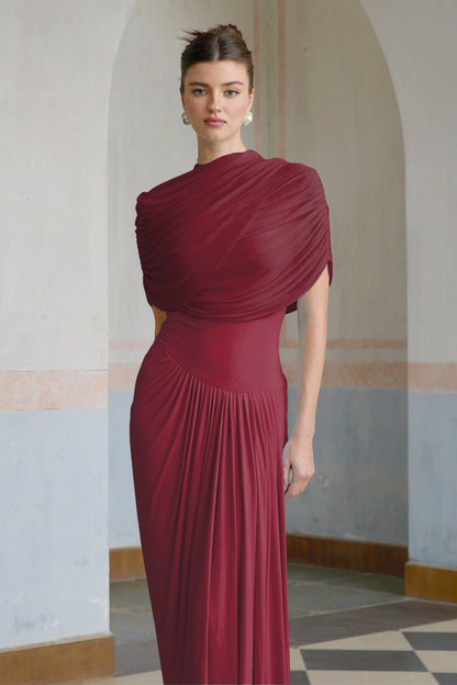 | Draped One-Shoulder Evening Gown