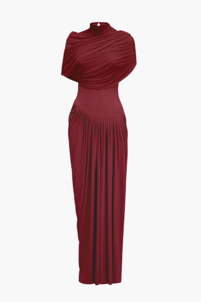 | Draped One-Shoulder Evening Gown