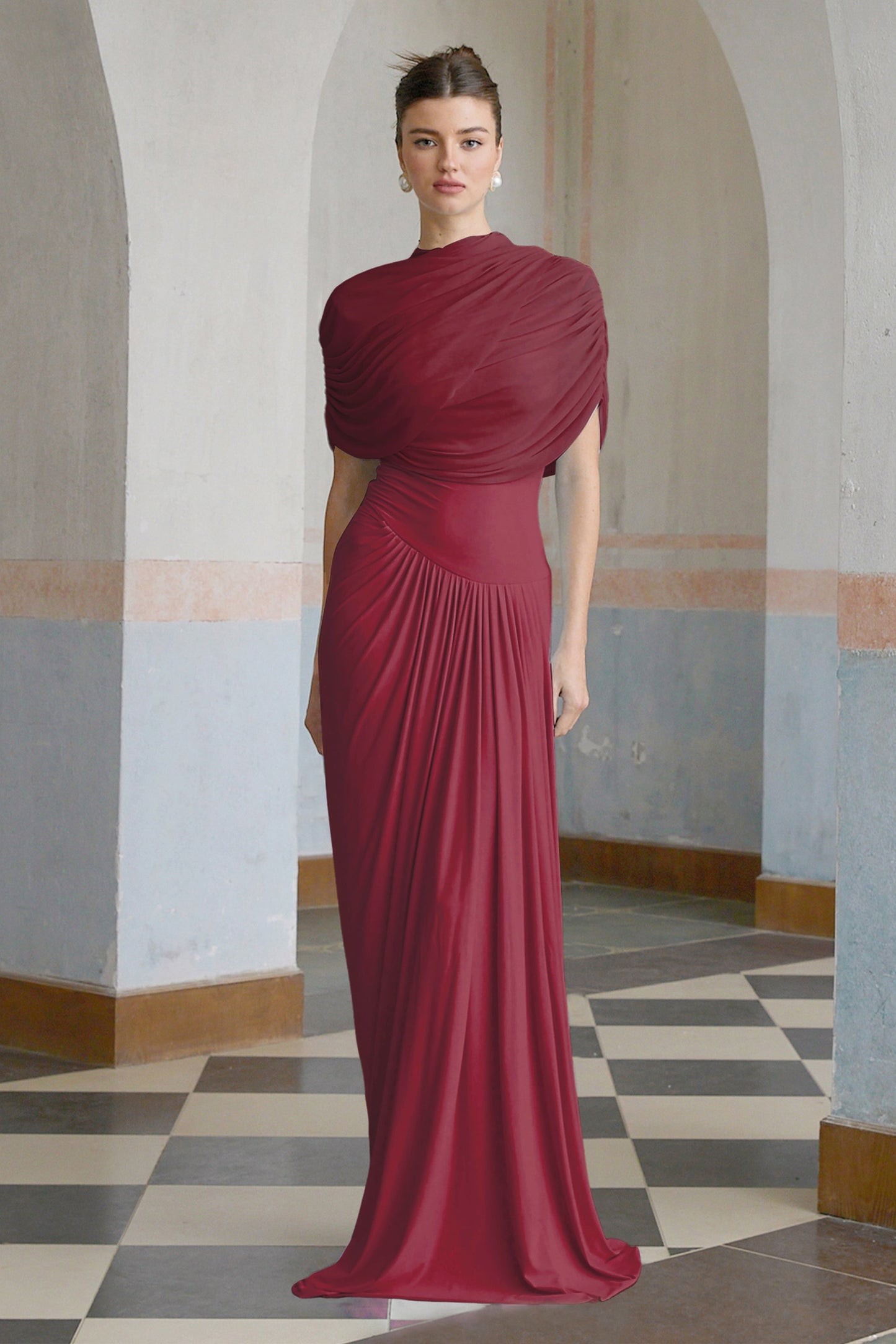 | Draped One-Shoulder Evening Gown
