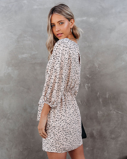 Keeper Printed Tie Dress - Beige