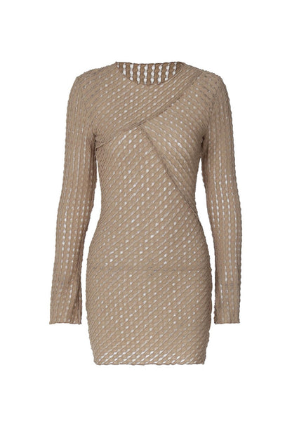 Khaki Hollow Out Pack Hip Dress