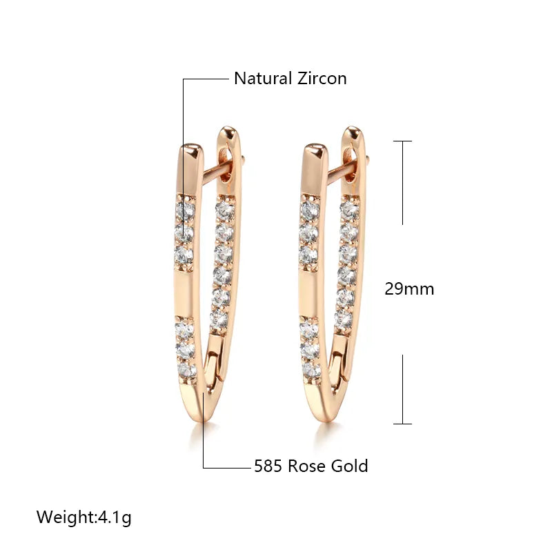 Women's Rose Gold Geometric Zircon Drop Earrings – Elegant Trendy Jewelry