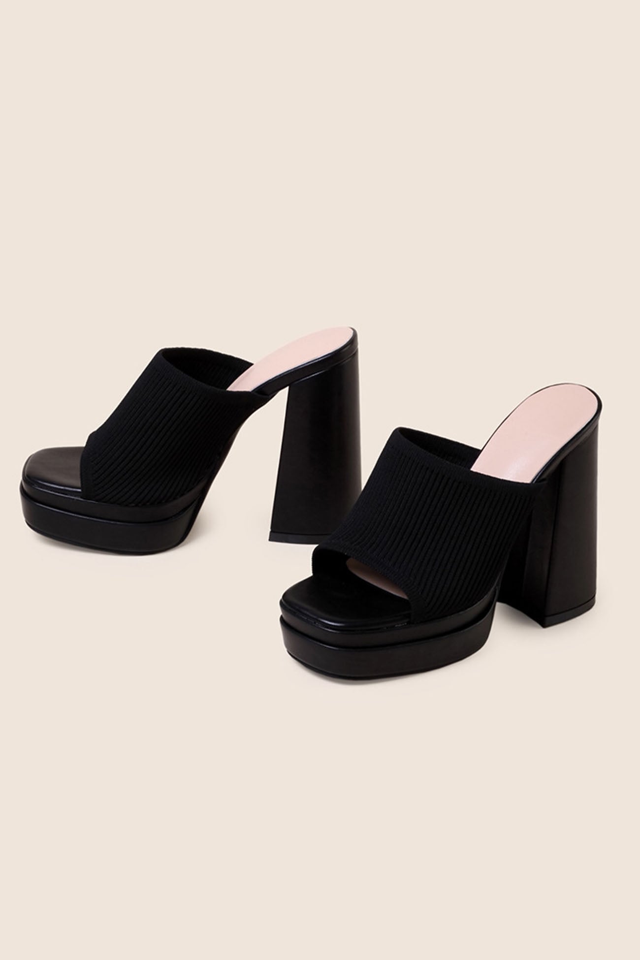 Knitted Block Platform High Heel Sandals