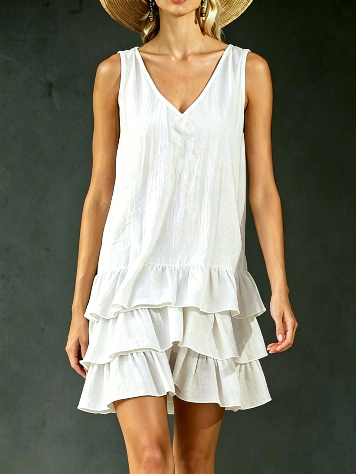 Solid Color Patchwork Dress, Gentle And Simple Long Skirt
