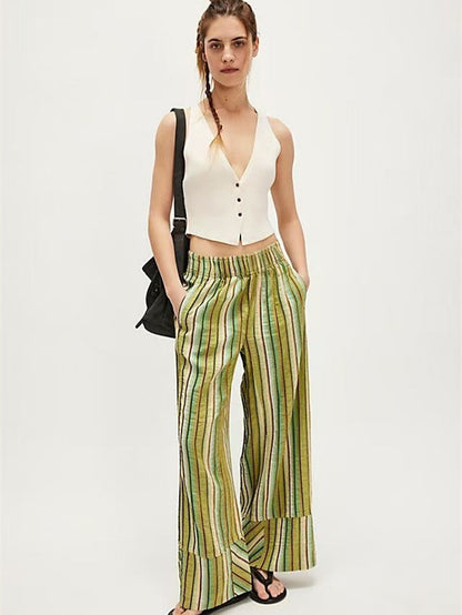 Elastic Waist Versatile All-over Print Trendy Women's Trousers
