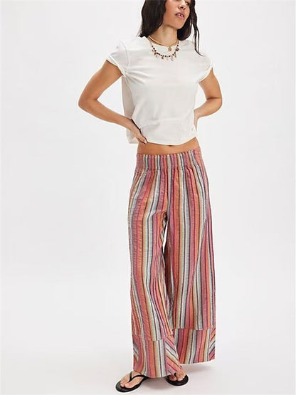 Elastic Waist Versatile All-over Print Trendy Women's Trousers
