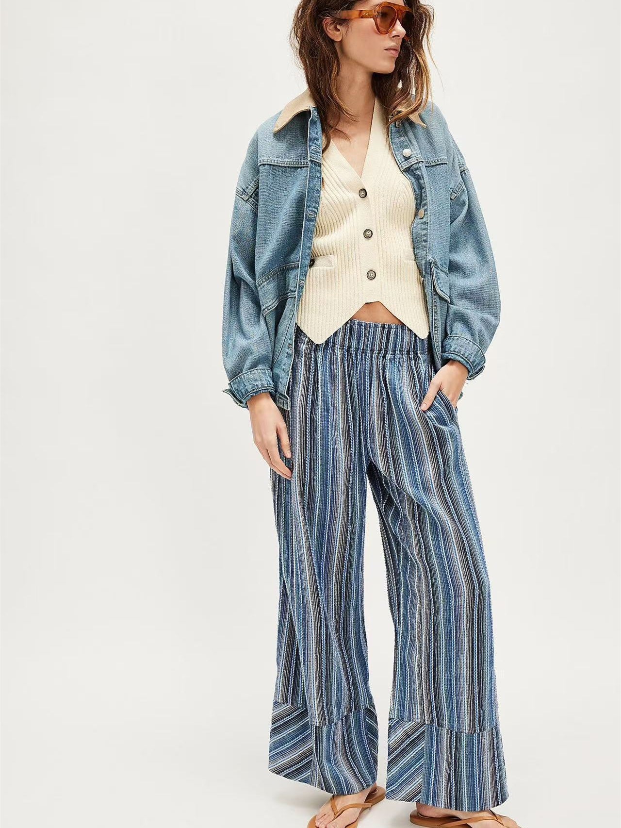 Elastic Waist Versatile All-over Print Trendy Women's Trousers