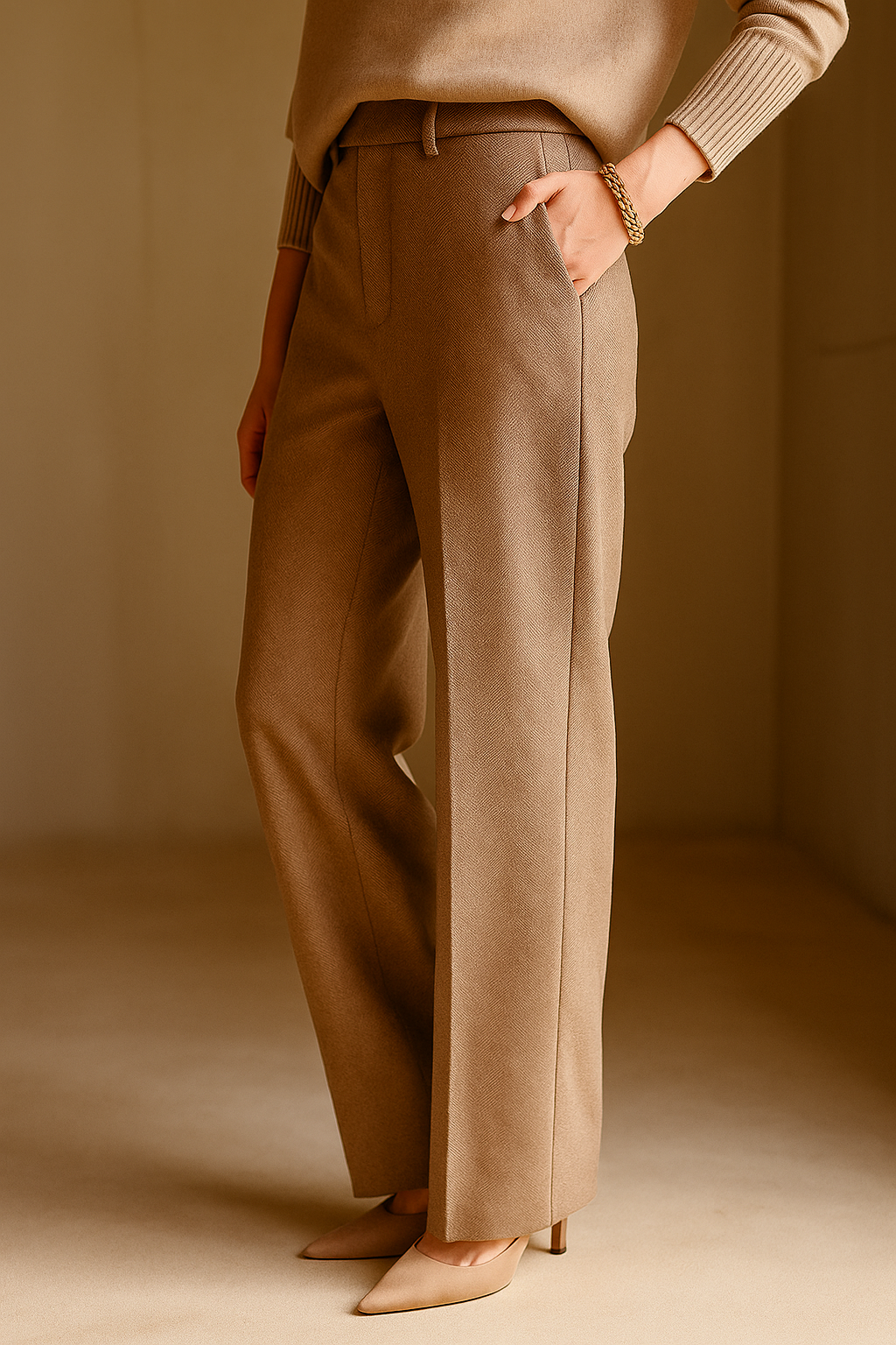 | Wool Herringbone Pants