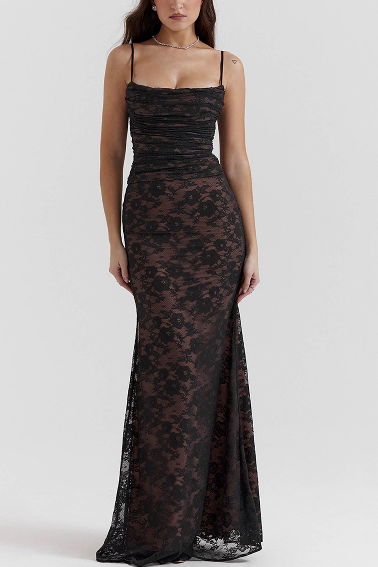 Lace Fishtail Cami Dress With Cover-up