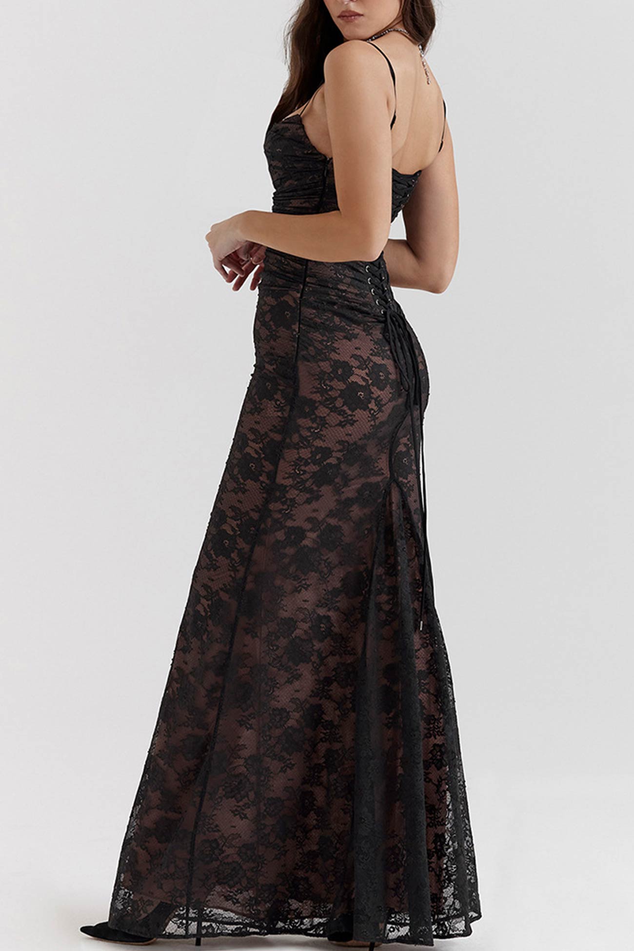 Lace Fishtail Cami Dress With Cover-up